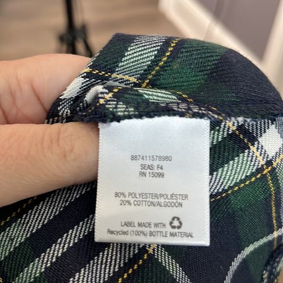Bongo Blue and Green Plaid Mini Swing Skirt Elastic Waistband Size Medium - Picture 7 of 9